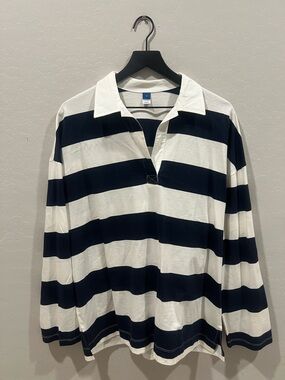 Old Navy Navy & White Striped Rugby Shirt